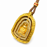 Sand Gold Enamel Pomegranate Pendant — Reversible Double Happiness Necklace