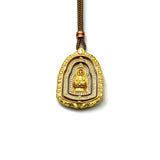 Sand Gold Enamel Pomegranate Pendant — Reversible Double Happiness Necklace