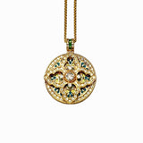 Sand Gold Cross Mandala Pendant — Reversible Enamel Fortune Necklace