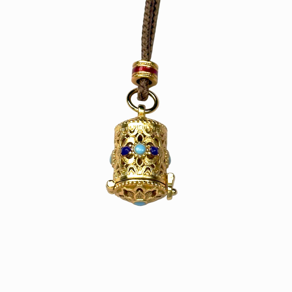 Sand Gold Opening Cylinder Locket — Reversible Buddha Secret Pendant Necklace