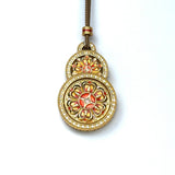 Sand Gold Enamel Hulu Pendant — Reversible Lotus Gourd Necklace