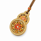 Sand Gold Enamel Hulu Pendant — Reversible Lotus Gourd Necklace