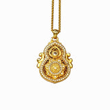 Sand Gold Enamel Butterfly Pendant — Reversible Flower Garden Necklace