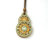 Sand Gold Enamel Hulu Pendant — Reversible Lotus Gourd Necklace