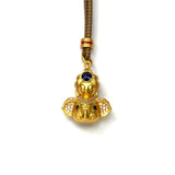 Sand Gold Enamel Peach Pendant — Reversible Bat Fortune Longevity Necklace