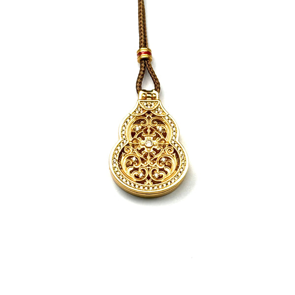 Sandgold Geheimer Buddha Kalebasse Anhänger — Gau-Box Medaillon-Halskette