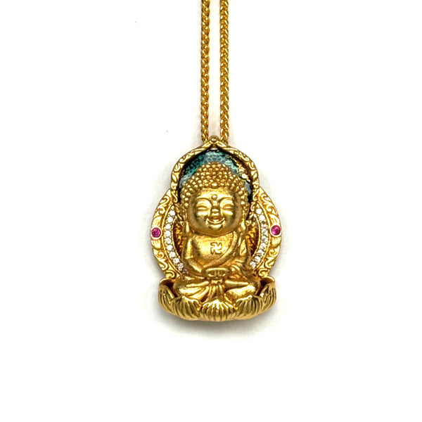 Sandgold Zen-Mandala-Buddha-Anhänger — Heiliger Meditationsschmuck