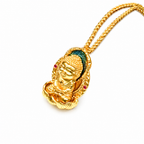 Sand Gold Seated Zen Mandala Buddha Pendant — Sacred Meditation Jewelry