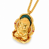 Sand Gold Seated Zen Mandala Buddha Pendant — Sacred Meditation Jewelry