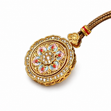 Sand Gold Spinning Lotus Pendant — Reversible Mandala Buddhist Jewelry