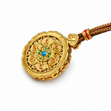 Sand Gold Spinning Lotus Pendant — Reversible Mandala Buddhist Jewelry