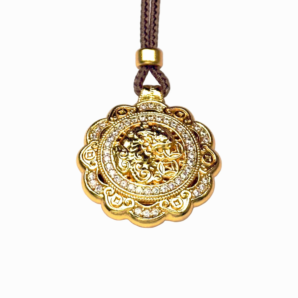 Sand Gold Enamel Magpie Pendant — Reversible Plum Blossom Joy Necklace