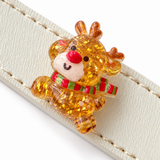 Scharlachrotes Rentier-Halsband mit cremefarbenen Perlen