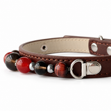 Smoky Ember Natural Stone Beaded Pet Collar