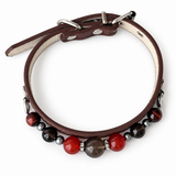 Smoky Ember Natural Stone Beaded Pet Collar