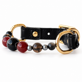 Smoky Scarlet Natural Stone Beaded Pet Collar