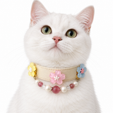 Strawberry Pearl Blossom Beaded Pet Collar
