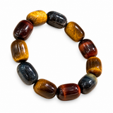 Tricolor-Tigerauge-Fassperlen-Armband