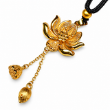 Vietnam Sand Gold Filigree Lotus Pendant — Traditional Handcrafted Jewelry