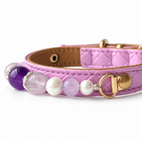 Violet Butterfly Natural Stone Beaded Pet Collar