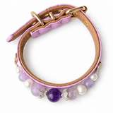 Violet Butterfly Natural Stone Beaded Pet Collar