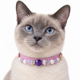 Violet Butterfly Natural Stone Beaded Pet Collar