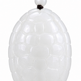 Weißes Jade-Schildkröten-Amulett-Anhänger – zweiseitige Schnitzerei