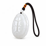 Weißes Jade-Schildkröten-Amulett-Anhänger – zweiseitige Schnitzerei