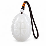Weißes Jade-Schildkröten-Amulett-Anhänger – zweiseitige Schnitzerei