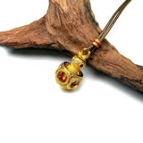 Sand Gold Enamel Goldfish Pendant — Reversible Lotus Pond Abundance Necklace