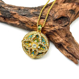 Sand Gold Cross Mandala Pendant — Reversible Enamel Fortune Necklace